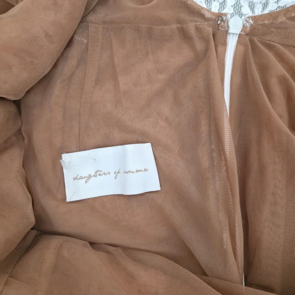 Daughters of Simone Anthro Nude Nev Crochet Lace Wedding Lined Boho Gown 4XL - Picture 9 of 12